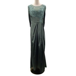 FORMAL 10 L green bridesmaid capelet wedding formal party maxi dress NEW B24